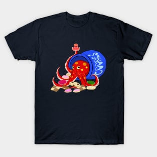 Octopus in a jar of cookies (red) T-Shirt